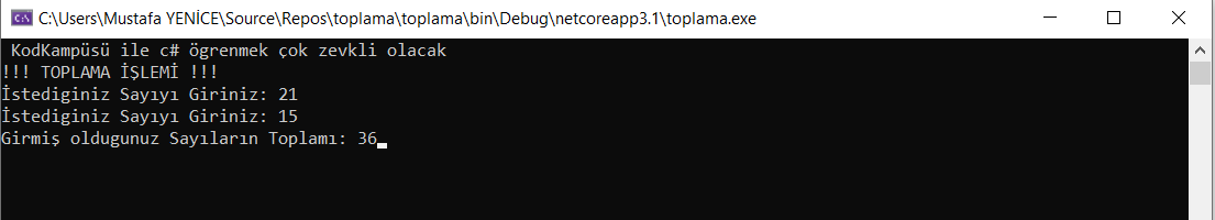 C# Toplama İşlemi